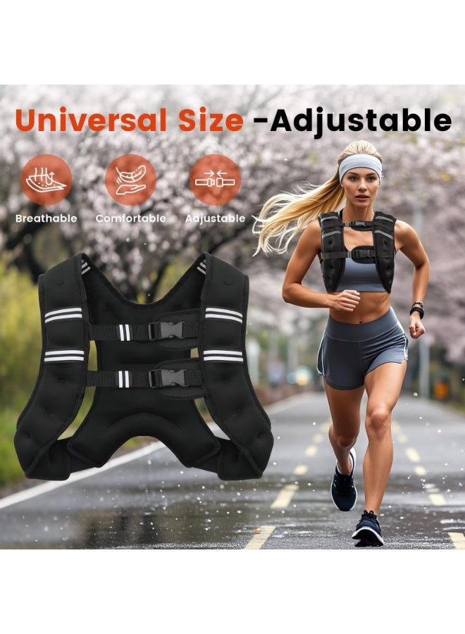 كيل › سترة موزونة 3 كجم/5 كجم/8 كجم للنساء والرجال، مع شريط عاكس وأحزمة مزدوجة قابلة للتعديل سترات موزونة لتدريب القوة والجري والركض والتمارين الهوائية وفقدان الوزن - Image 5